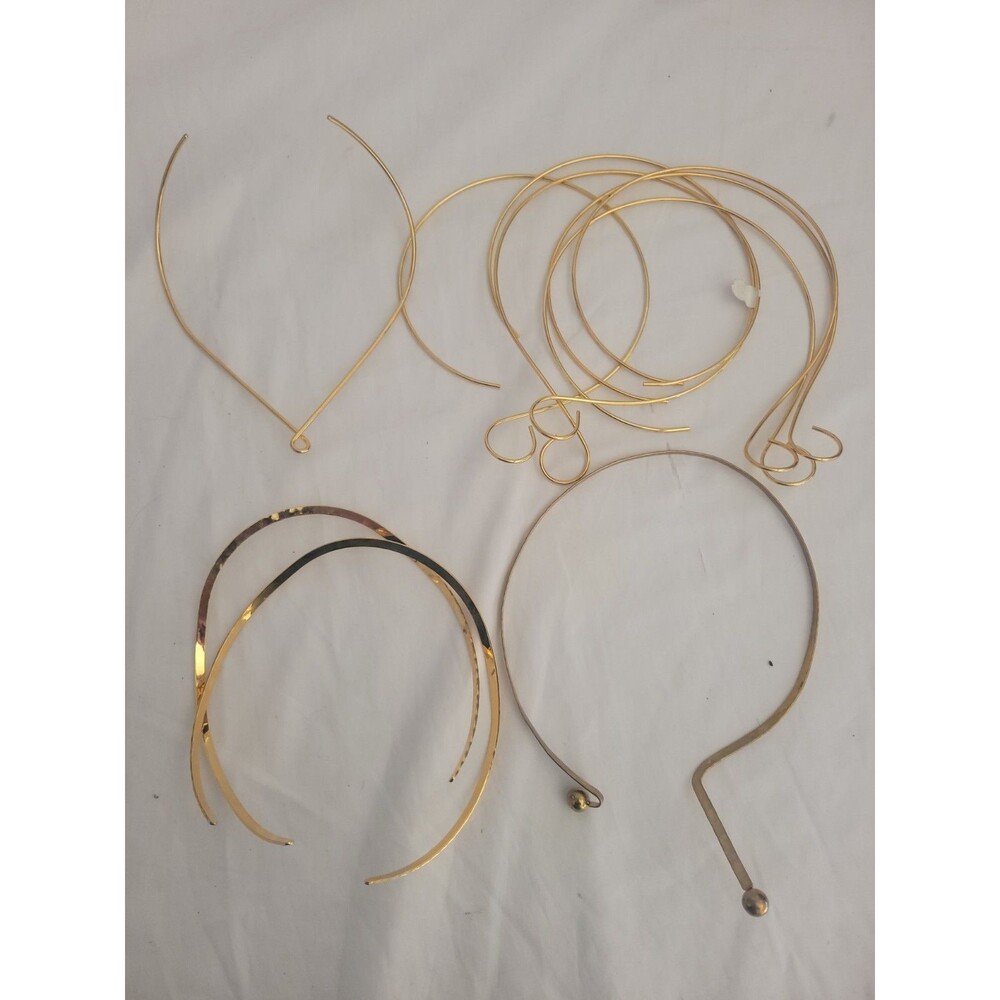 Lot of 10 Gold Tone Neck Collar Choker Necklaces Wire Chokers 4 Different Styles